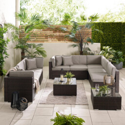 Orlando Brown Rattan & Brown 8 Seat Modular Garden Sofa - thumbnail 3