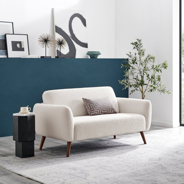 Teddy White Boucle 2 Seater Sofa - image 1
