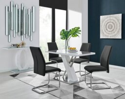 Sorrento 4 White High Gloss And Chrome Dining Table And 4 Lorenzo Chairs Set - thumbnail 1