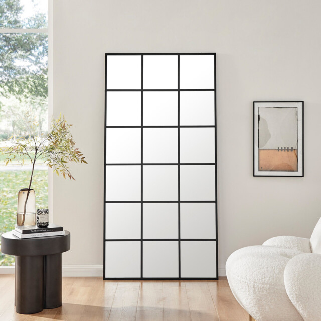 Yoko Black Rectangular Large Full Length Window Mirror - image 1