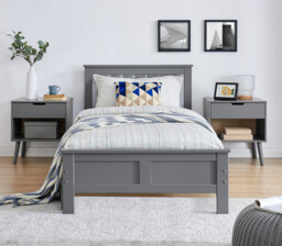 Azure Grey Solid Pine Single Bed Frame - thumbnail 2