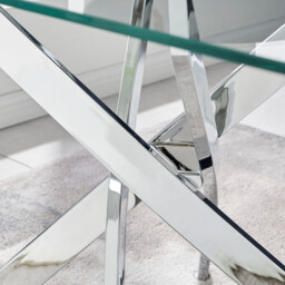 Leonardo Glass and Chrome Dining Table & 4 Nora Silver Leg Chairs - thumbnail 4