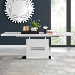 Arezzo Rectangular White High Gloss Large Extending 6-8 Seater Dining Table - thumbnail 1