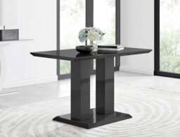 Furniturebox Imperia 4 Dining Table and 4 Pesaro Gold Leg Chairs, Engineered Wood/Velvet/Metal in Black - Size: 53x87x63 cm - thumbnail 3