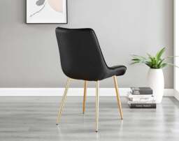 Furniturebox Imperia 4 Dining Table and 4 Pesaro Gold Leg Chairs, Engineered Wood/Velvet/Metal in Black - Size: 53x87x63 cm - thumbnail 9