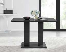 Furniturebox Imperia 4 Dining Table and 4 Pesaro Gold Leg Chairs, Engineered Wood/Velvet/Metal in Black - Size: 53x87x63 cm - thumbnail 2