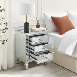 Venetian 3 Drawer Mirrored Bedside Table - thumbnail 3