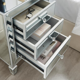 Venetian 3 Drawer Mirrored Bedside Table - thumbnail 4