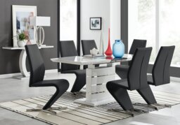 Renato 120cm High Gloss Extending Dining Table and 6 Willow Chairs - thumbnail 1