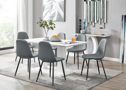 White Imperia 6 Table & 6 Corona Black Leg Chairs - thumbnail 4