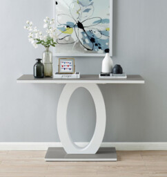 Giovani Grey Glass and White High Gloss Console Table - thumbnail 3