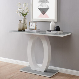 Giovani Grey Glass and White High Gloss Console Table