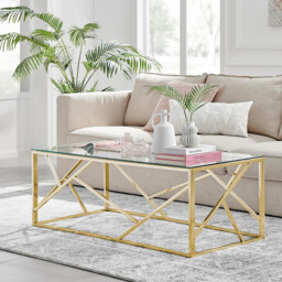 Amalfi Rectangular Glass and Gold Coffee Table