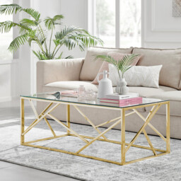 Amalfi Rectangular Glass and Gold Coffee Table