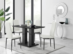 Imperia 4 Black Dining Table and 4 Milan Black Leg Chairs - thumbnail 2