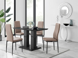 Imperia 4 Black Dining Table and 4 Milan Black Leg Chairs - thumbnail 4