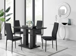 Imperia 4 Black Dining Table and 4 Milan Black Leg Chairs - thumbnail 1
