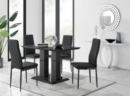Imperia 4 Black Dining Table and 4 Milan Black Leg Chairs - thumbnail 3