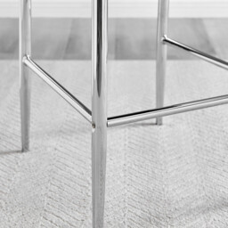 2x Milan Black Faux Leather Counter Stools Silver Legs - thumbnail 3