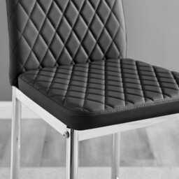 2x Milan Black Faux Leather Counter Stools Silver Legs - thumbnail 4