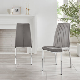 2x Isco Grey Faux Leather Dining Chairs - thumbnail 3