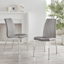 2x Isco Grey Faux Leather Dining Chairs - thumbnail 2
