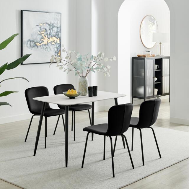 Asti White Marble Ceramic Top Dining Table & 4 Asti Chairs - image 1