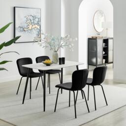Asti White Marble Ceramic Top Dining Table & 4 Asti Chairs - thumbnail 1