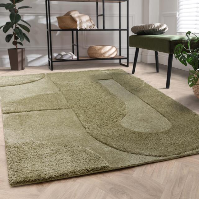 Rift Green Carved Arches Rug - image 1