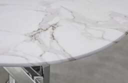 Novara Round White Marble Glass and Silver Side Table - thumbnail 3