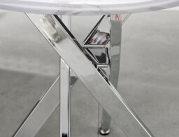Novara Round White Marble Glass and Silver Side Table - thumbnail 4
