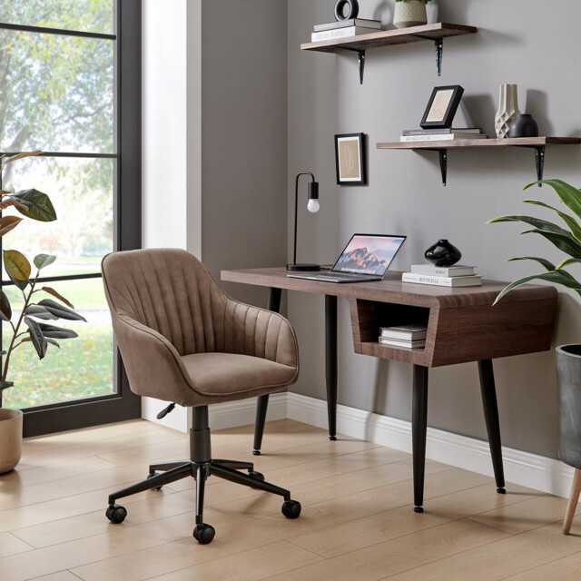 Booker Brown Faux Leather Swivel Office Chair - image 1