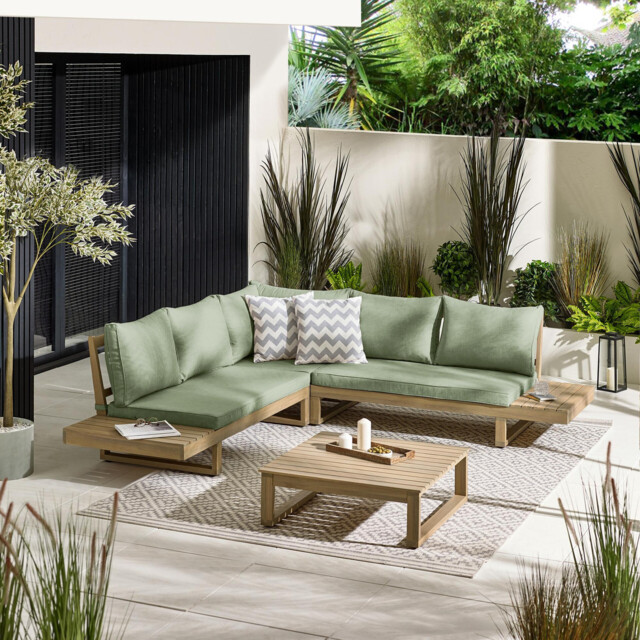 Brisa Wood & Green 5/6 Seat Garden Sofa Set - image 1