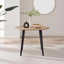 Koko Oak Effect Round Dining Table & 4 Pesaro Black Leg Chairs - thumbnail 3