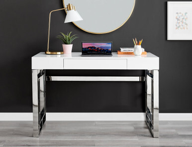 Cambridge Navy Velvet & Chrome Dressing Table and Stool Set - image 1