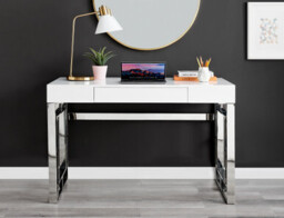 Cambridge Navy Velvet & Chrome Dressing Table and Stool Set - thumbnail 1