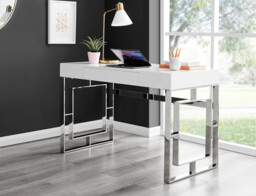Cambridge Navy Velvet & Chrome Dressing Table and Stool Set - thumbnail 3