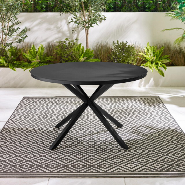 Nanterre Black Metal & Glass 4-6 Seat Round Garden Dining Table - image 1