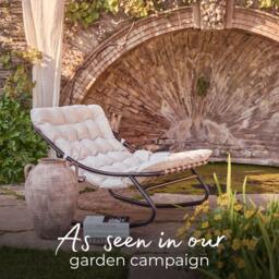 Furniturebox Hydra Black & Cream Garden Rocking Chair, Metal in Black/Cream - Size: 78x74x105 cm - thumbnail 3