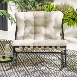 Hydra Black Metal & Cream Garden Rocking Chair - thumbnail 2
