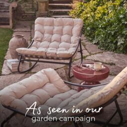 Furniturebox Hydra Black & Cream Garden Rocking Chair, Metal in Black/Cream - Size: 78x74x105 cm - thumbnail 2