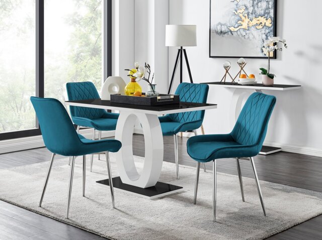 Giovani 4 Black Dining Table & 4 Pesaro Silver Leg Chairs - image 1