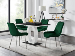 Giovani 4 Black Dining Table & 4 Pesaro Silver Leg Chairs - thumbnail 2