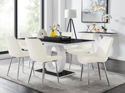 Giovani 6 Black Dining Table & 6 Pesaro Silver Leg Chairs - thumbnail 4