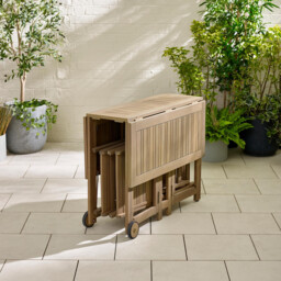 Stowaway Wood 4 Seat Folding Table Garden Dining Set - thumbnail 4