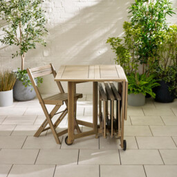 Stowaway Wood 4 Seat Folding Table Garden Dining Set - thumbnail 3