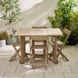 Stowaway Wood 4 Seat Folding Table Garden Dining Set - thumbnail 2