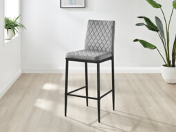 2x Milan Grey Velvet Counter Stools Black Legs - thumbnail 4