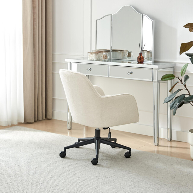 Vivienne Cream Boucle Swivel Office Chair - image 1
