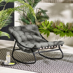 Hydra Black Metal & Grey Garden Rocking Chair